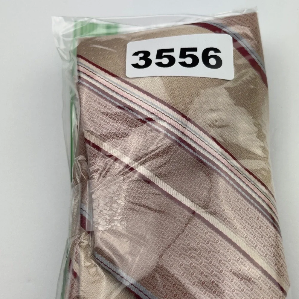 Vintage Gold Burgundy Striped Polyester Necktie Classic Textured Business Tie